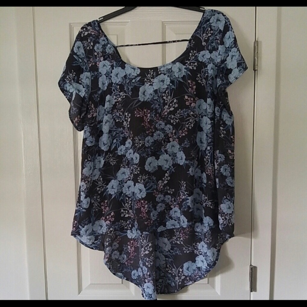 TORRID blue, black, and pink shirt/blouse